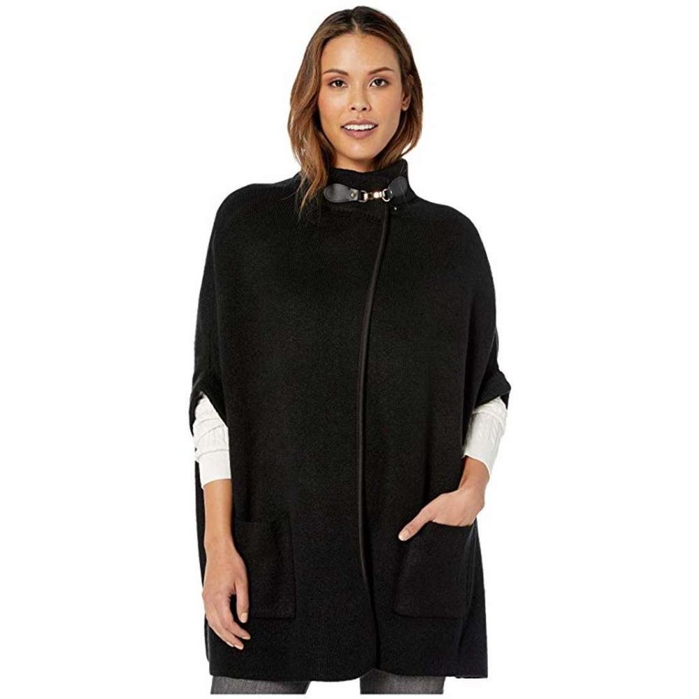 Steve Madden solid riding cape with welt pockets